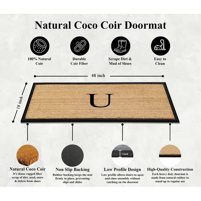 A1HC Rubber/Coir Molded Monogrammed Double Doormat 18"x48"