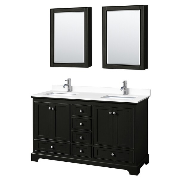 Deborah 60 Inch Double Vanity, Cultured Marble Top, Medicine Cabinets - Overstock - 32403597