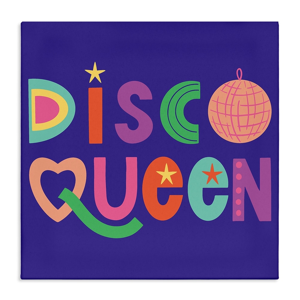 Stupell Disco Queen with Retro Letters Canvas Wall Art Design By Sazerelli Designs