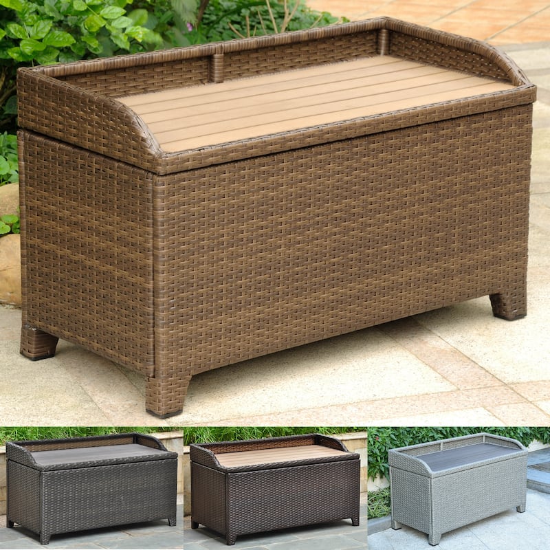 Barcelona Resin Wicker/Aluminum Outdoor Storage Bench