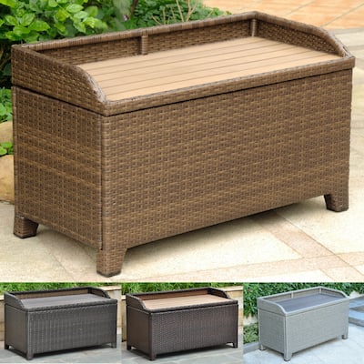 International Caravan Barcelona Resin Wicker/Aluminum Outdoor Storage Bench