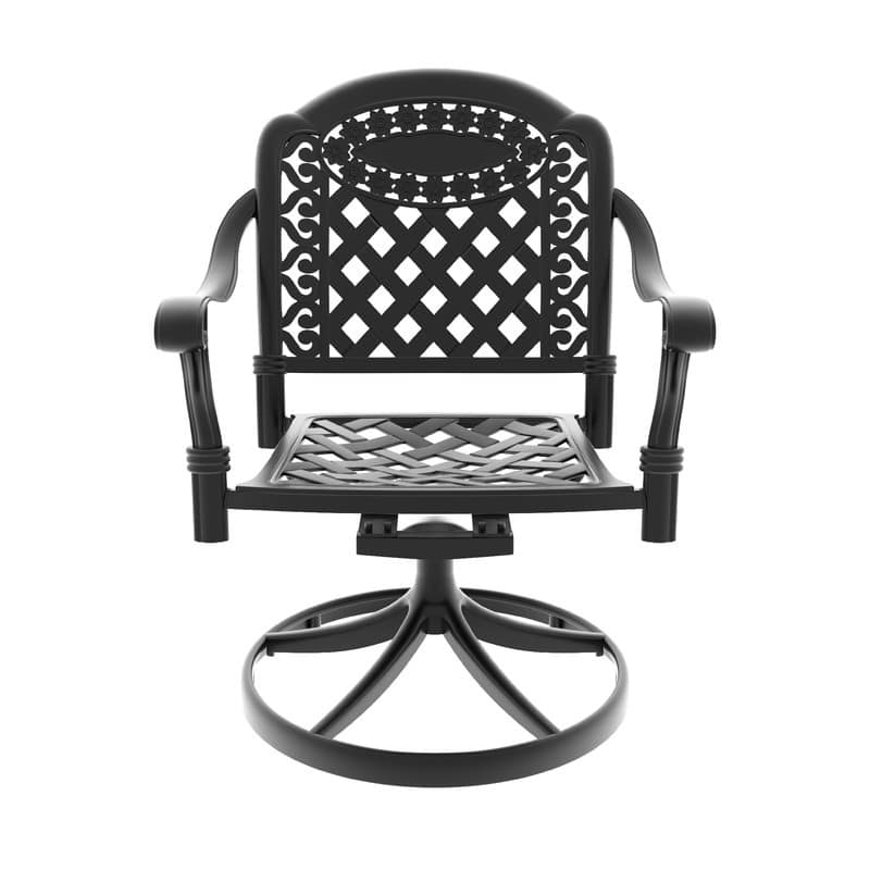 5-Piece Aluminum Rectangular Outdoor Patio Dining Set, 4 Cushioned Swivel Chairs, Table, All-Weather Frames