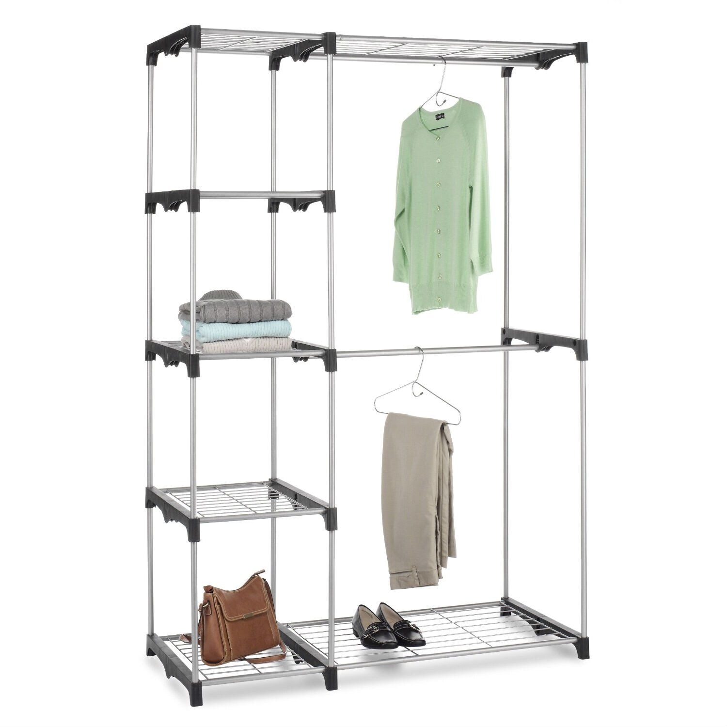 Shop Freestanding Closet Organizer Garment Rack Storage Unit With