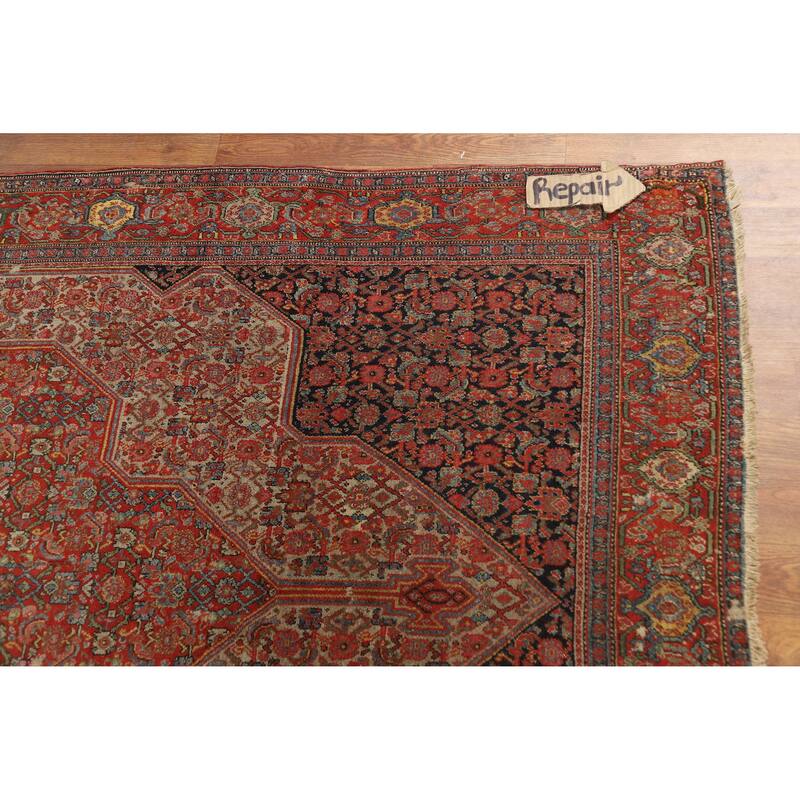 Pre-1900 Antique Vegetable Dye Senneh Persian Rug Handmade Wool Carpet - 4'8" x 6'8"