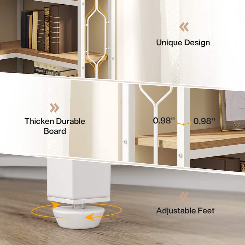 7-Tier Corner Bookshelf, White Corner Shelf Modern Etagere Bookcase
