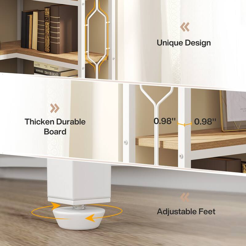 7-Tier Industrial Corner Bookshelf