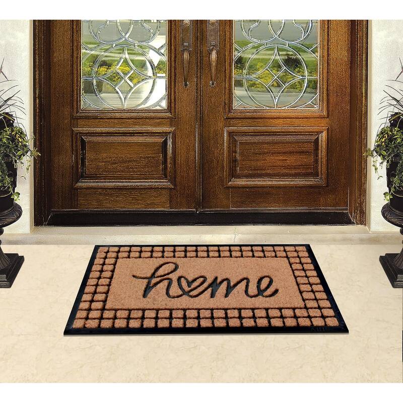 A1HC Home Greek Design Rubber & Coir Outdoor Doormat Black/Beige - 24"X39"