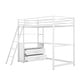 preview thumbnail 6 of 25, Twin Size Metal Wood Loft Bed with Desk and Shelves, Two Built-in Drawers