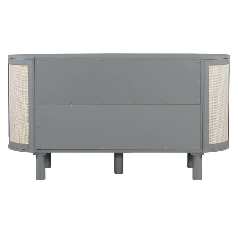 Full Murphy Bed with Hidden Storage & Modern Woven Design,Gray