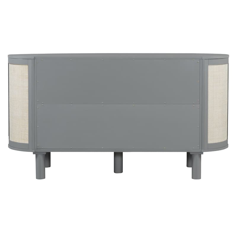 Queen Size Murphy Bed with Hidden Storage, Side Cabinets, and Woven Drawer Design, Space-Saving Foldable Bed