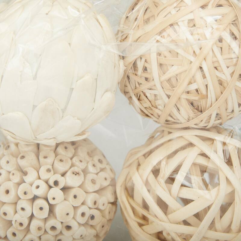 Brown Dried Plant Handmade Orbs & Vase Filler with Varying Designs (Set of 2)