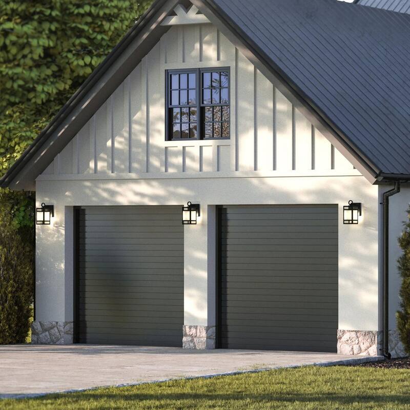 Parrish Collection One-Light Matte Black Clear and Etched Glass Modern Craftsman Outdoor Small Wall Lantern