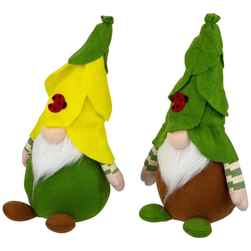 Ladybug Gnome Spring Figures - 11" - Yellow and Green - Set of 2