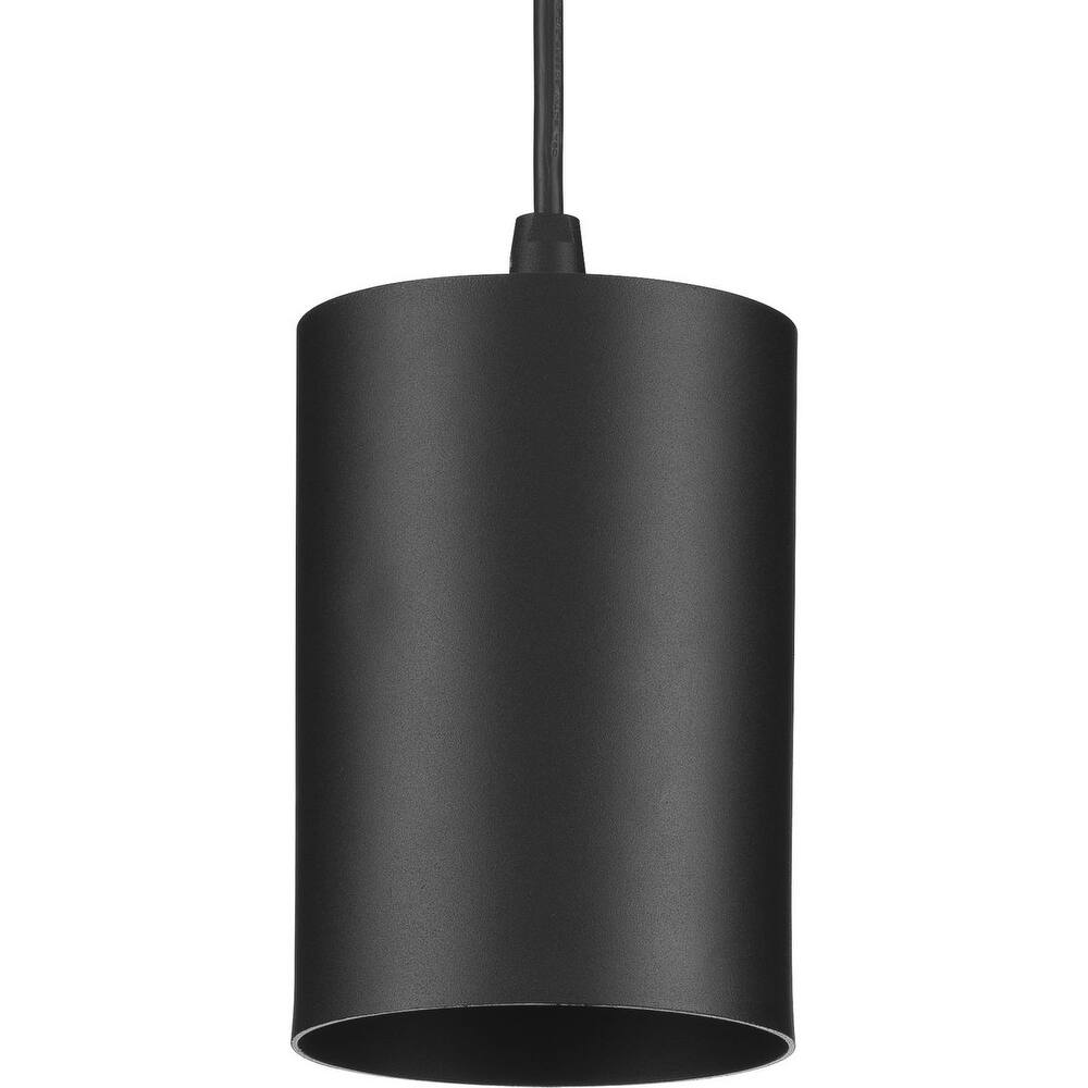 Cylinder Collection 5-Inch 1-Light Black Modern Outdoor Pendant Hanging Light - 5 in x 5 in x 9.8 in