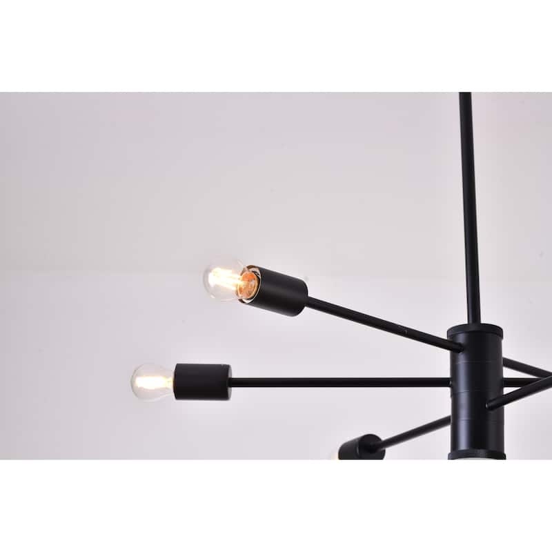 6-Light Matte Black Chandelier With Six Arms