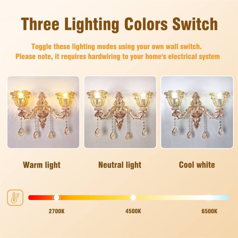 Antique Gold Crystal Wall Sconce Glass Flower Lampshade with Beveled Clear Crystals