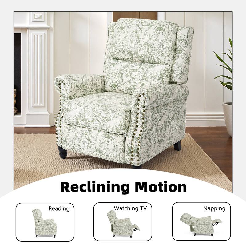 2 Set Manual Pushback Recliner Chair with Nailhead Trim