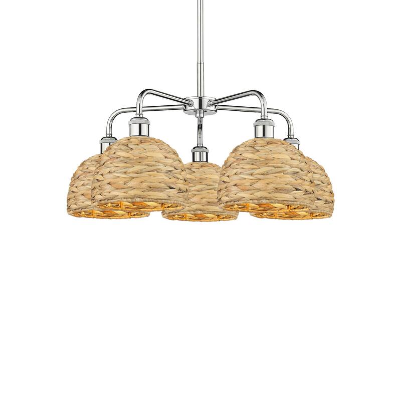 Innovations Lighting 516-5CR-15-27 Woven Rattan Chandelier Woven - Polished Chrome / Natural