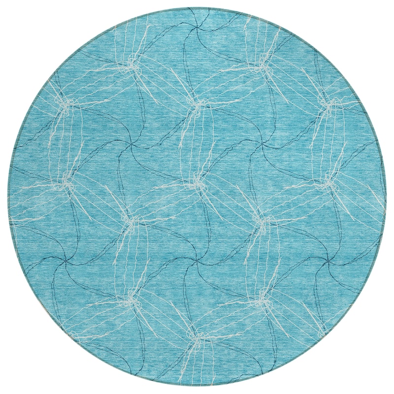Machine Washable Indoor/ Outdoor Abstract Contemporary Chantille Rug