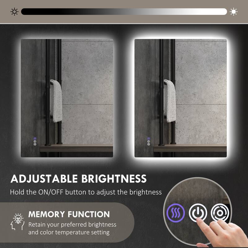 Clear LED Bathroom Vanity Mirror with Defog, Touch Controls - 47.2" W x 1.6" D x 35.4" H