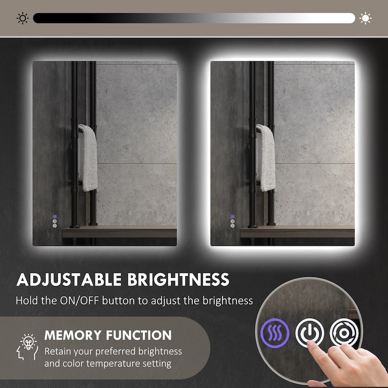 Clear LED Bathroom Vanity Mirror with Adjustable Light and Defog - 39.4" L x 1.6" W x 31.5" H
