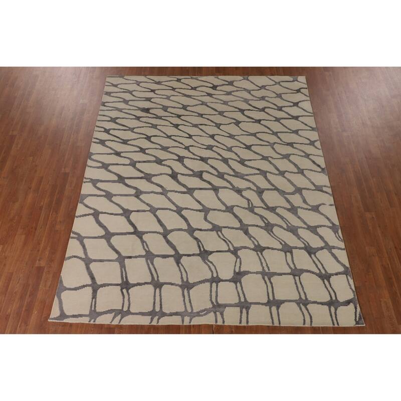 All-Over Nepalese Oriental Area Rug Handmade Wool Carpet - 7'11" x 9'7"