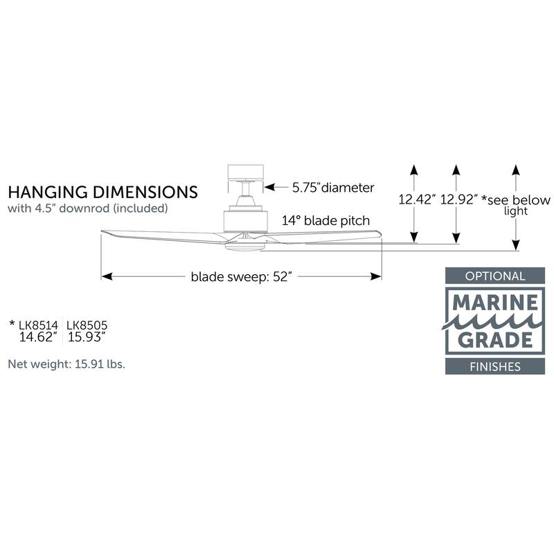 Fanimation TriAire Custom Indoor/Outdoor Smart Ceiling Fan DC Motor with Remote