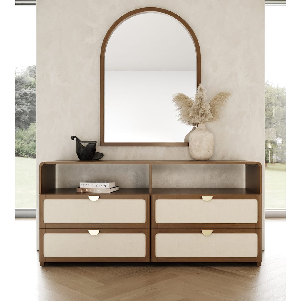 Modrest Emilio Modern Natural Burlap & Walnut Dresser