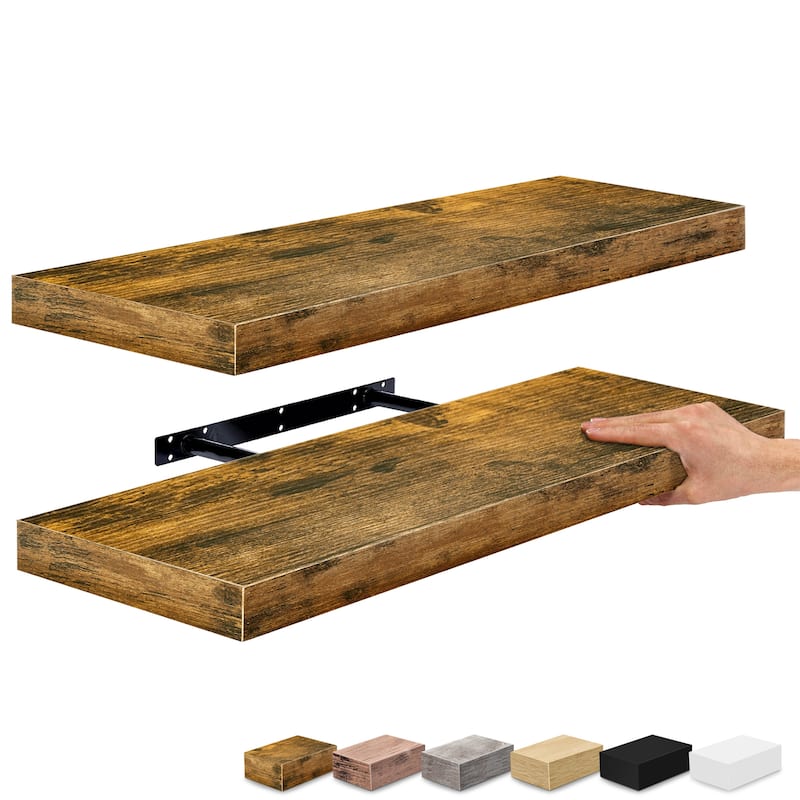 Floating Shelf, Hanging Wall Shelves Decoration Extra Long 24 Inch - 24" L X 9" W X 1.50"H - Walnut