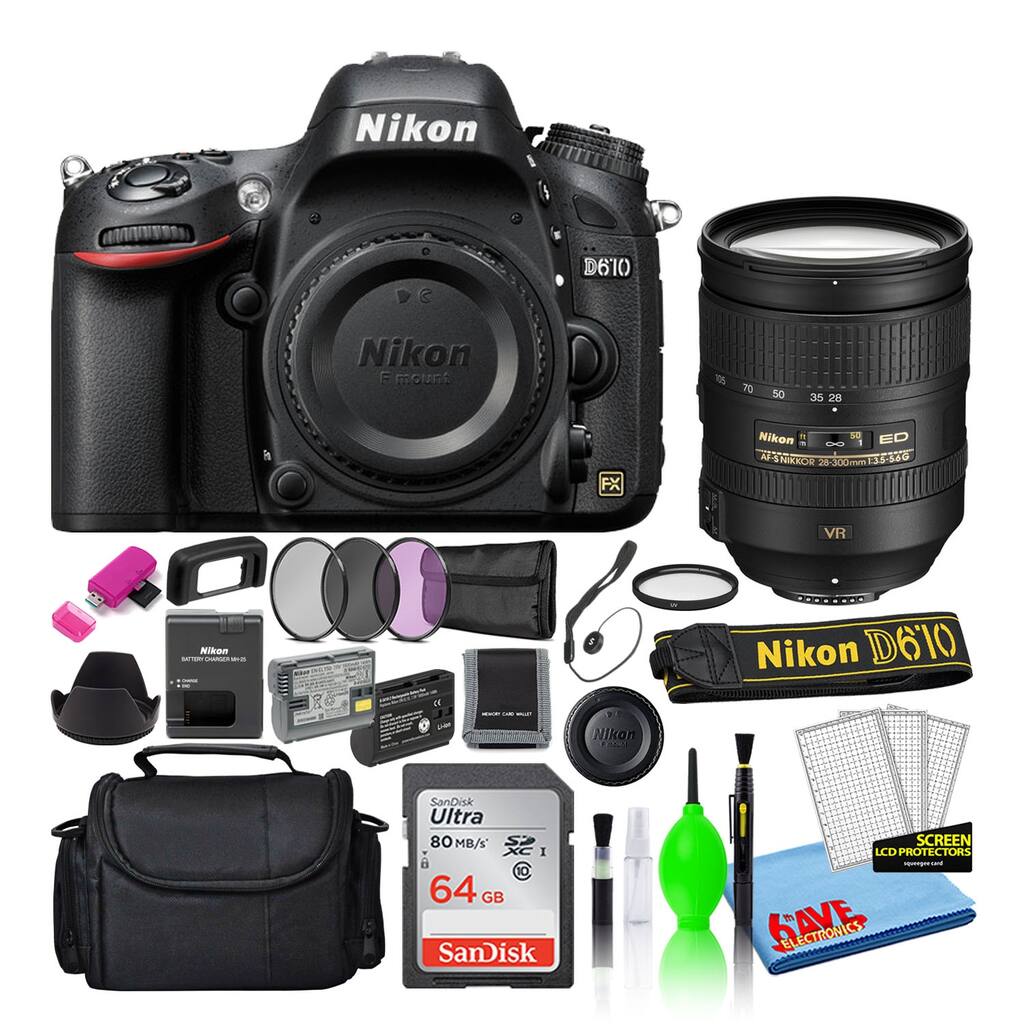 Nikon D610 Digital Camera with 28-300mm Lens (1540) with 64GB Card