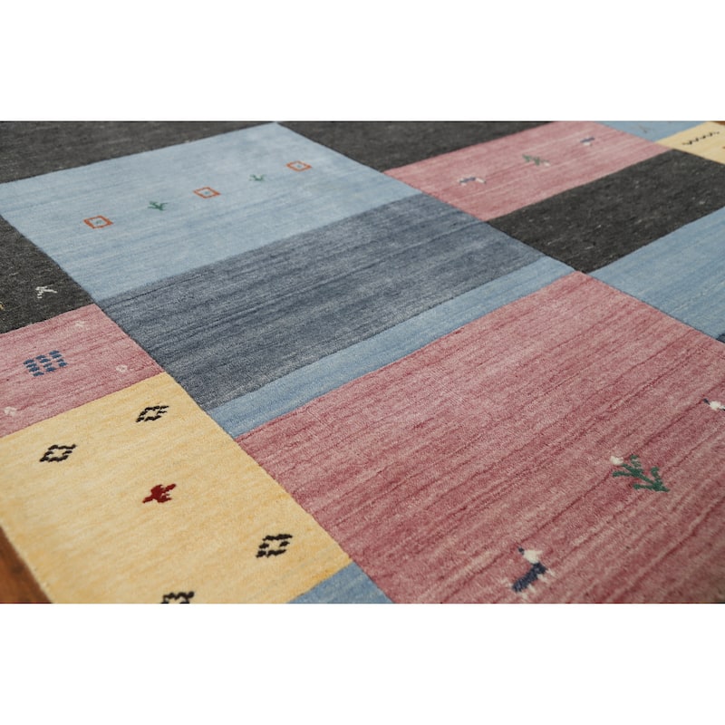 Gabbeh Indian Rug Hand-Knotted Wool Carpet - 5'5" x 7'9" - 5'5" x 7'9" - Multi-Color