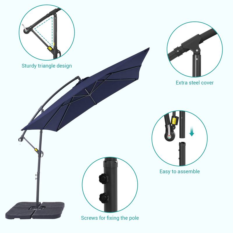 8.2 x 8.2 Ft Patio Offset Umbrella w/Steel Frame and Angle Adjustment