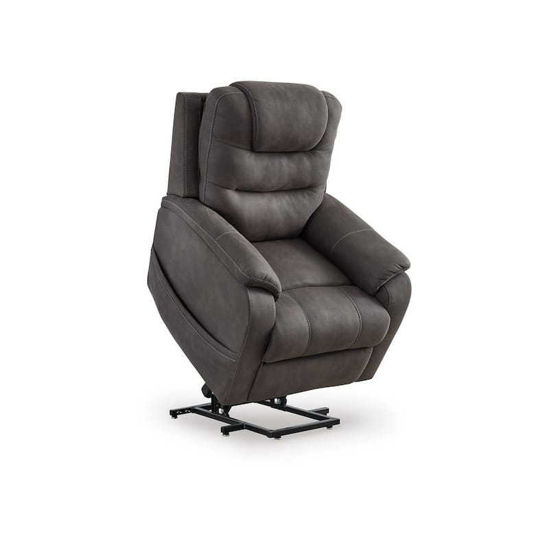 Fily Power Lift Recliner Chair, Heat Massage 40 Inch Gray Faux Leather