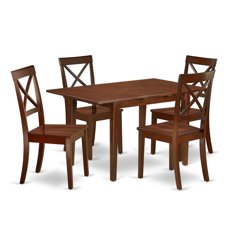 Vintage Dining Table Set 5Pc Rectangle 48-60 Inch Table w/ Butterfly Leaf & 4 Kitchen Chairs