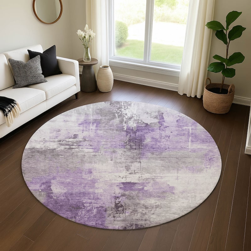 Premium Washable Super Soft Abstract Modern Mayfield Rug - Purple - 8' x 8'