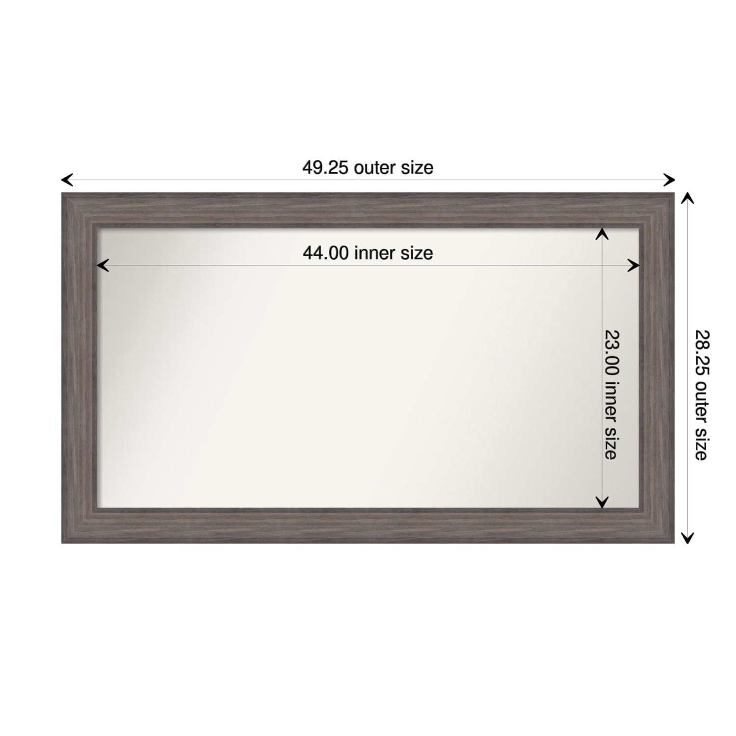Country Barnwood Framed Non-Beveled Custom Wall Mirror, Bathroom Vanity Mirror