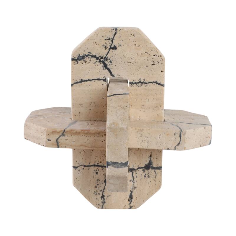 Stone Decorative Object Interlocking Geometric Sculptural Design