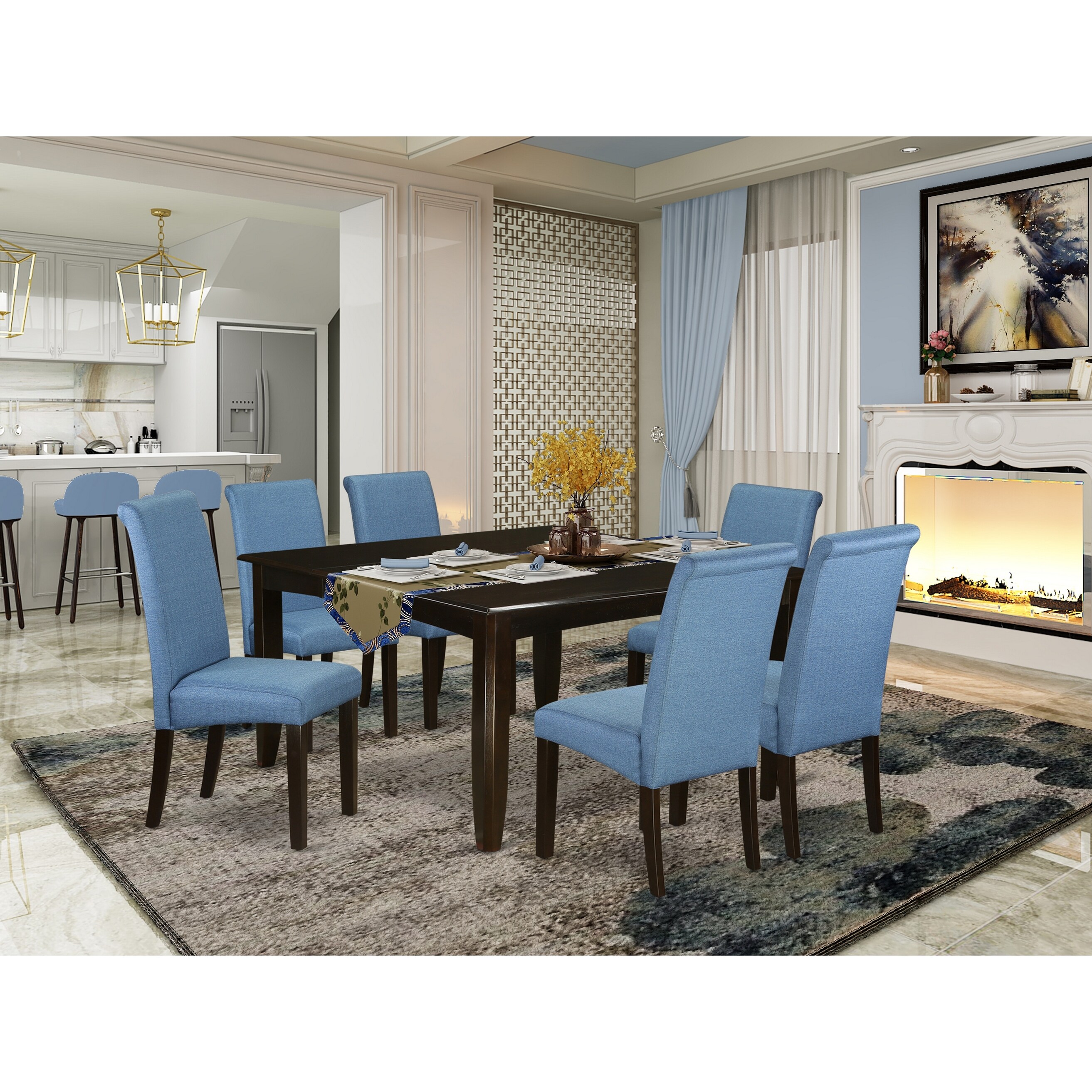 5pc Square Kitchen Table With Elegant Parson Chairs Number Of Chair Option Overstock 27864845 9 Piece Sets 8