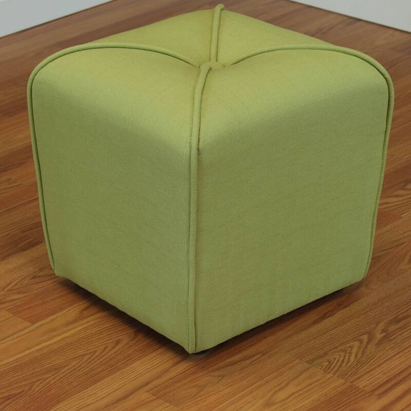 Sopri Upholstered Cube Modern Ottoman - Apple Green