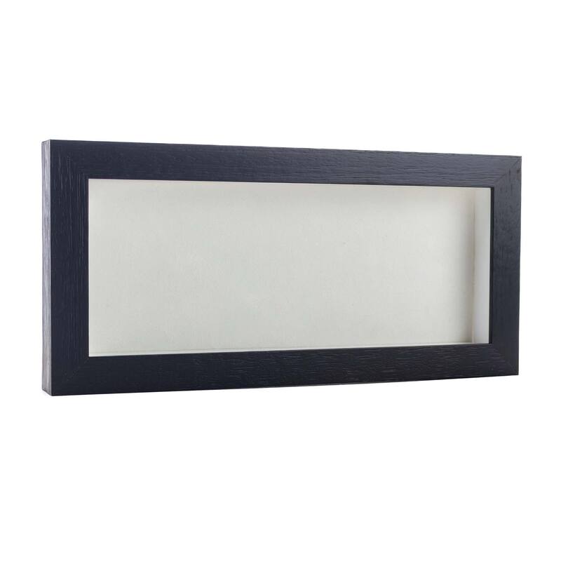 13x34 Shadow Box Frame Textured Black Wood Includes a White Real Suede Texture Acid-Free Backing Board - Holds 13x34 Photo