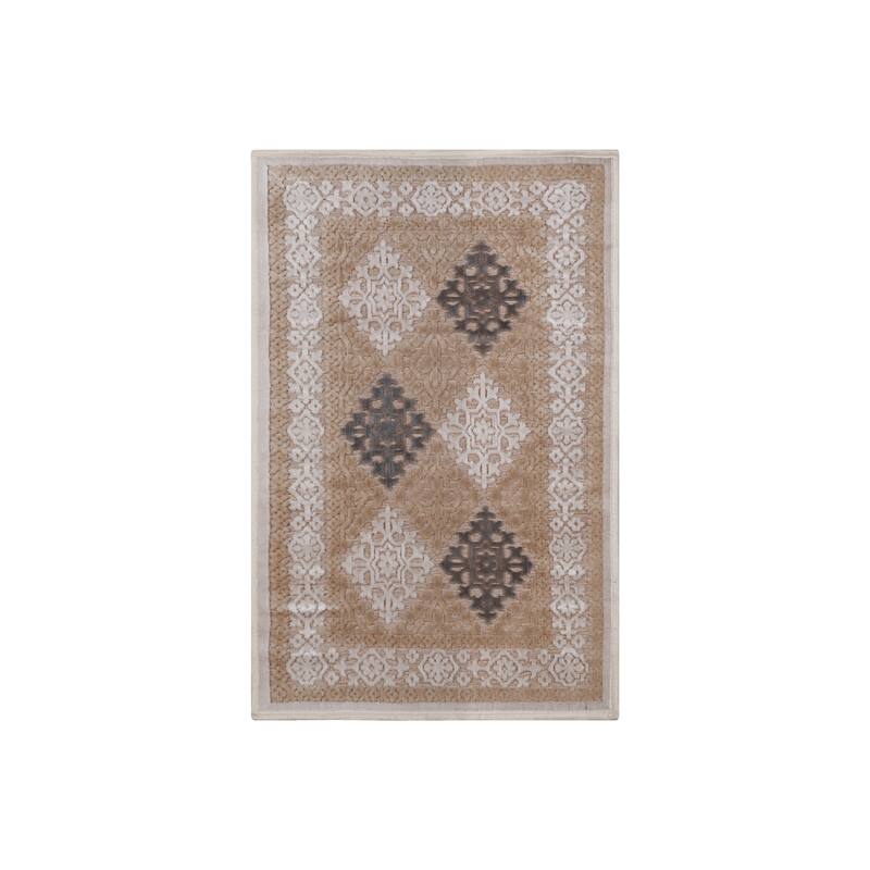 Superior Floral Medallion Sculpted High-Low Pile Polyester Area Rug