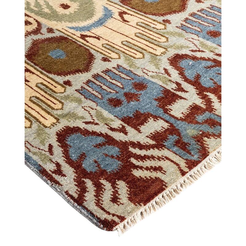 Ikat One-of-a-Kind Hand-Knotted Area Rug - Gray, 9' 1" x 12' 4" - 9' 1" x 12' 4"