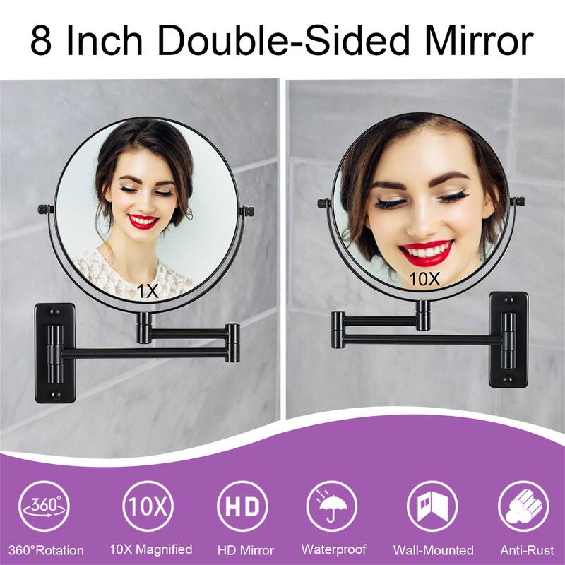 Makeup Mirror 10x Magnification, Double-Sided Swivel Mirror Wall Mount