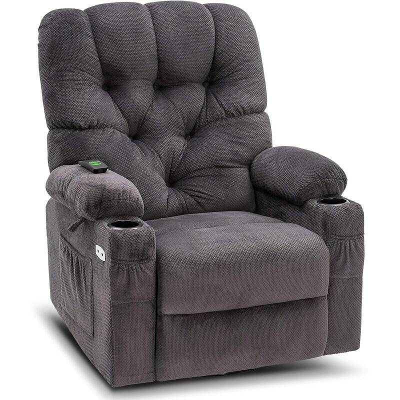 MCombo Electric Power Swivel Glider Recliner Chair with Cup and USB Ports for Nursery, Fabric 7797