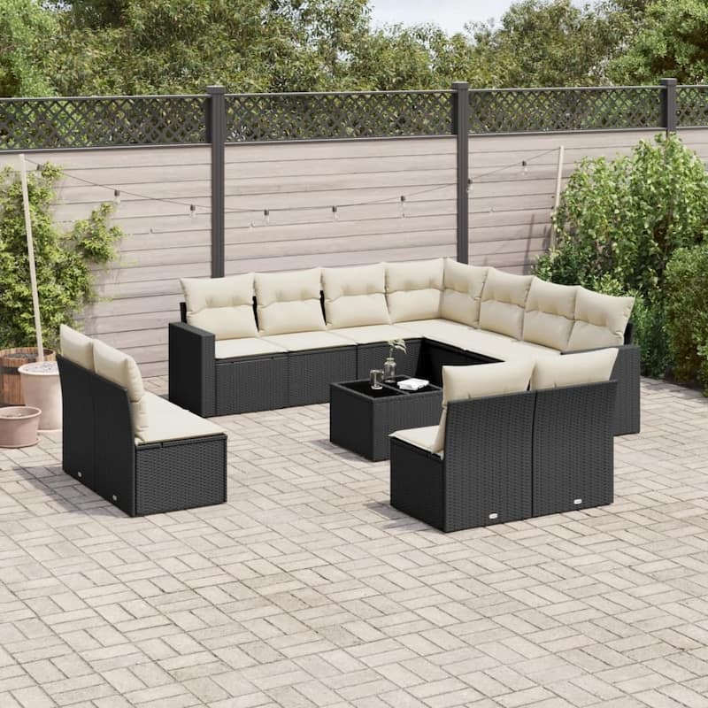vidaXL Garden Sofa Set Black, Cream White - 21.7 x 21.7 x 14.6