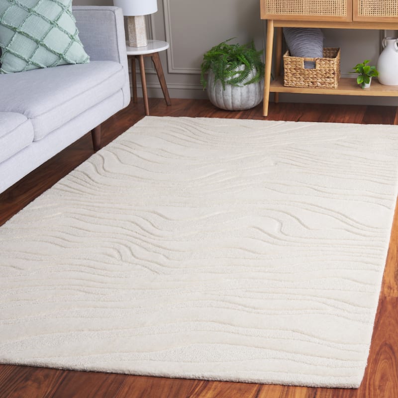 SAFAVIEH Handmade Rodeo Drive Bjarndis Mid-Century Modern Wool Rug - 6' Square - Ivory - Square