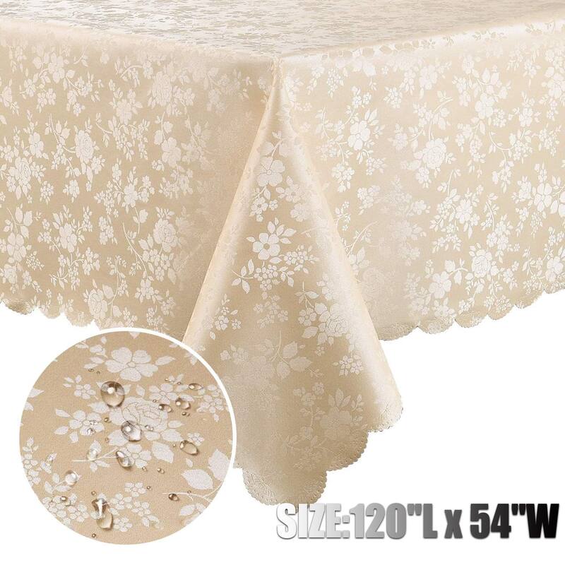 Waterproof Wipeable Vinyl Tablecloth,Rectangle Heavy Duty Table Cloth,120"L x 54"W - Beige