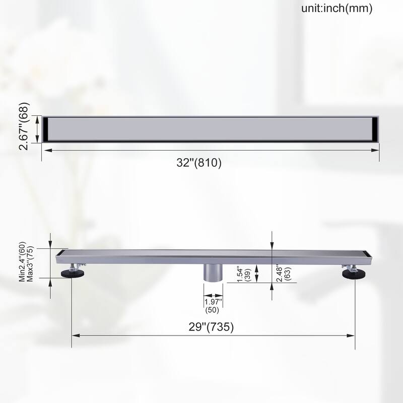 WOWOW Modern Stainless Steel Drain Trough with Removable Cover Plate