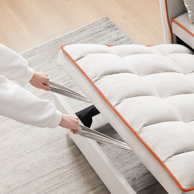 Versatile foldable Velvet sofa bed with Adjustable Back USB Port Phone Stand