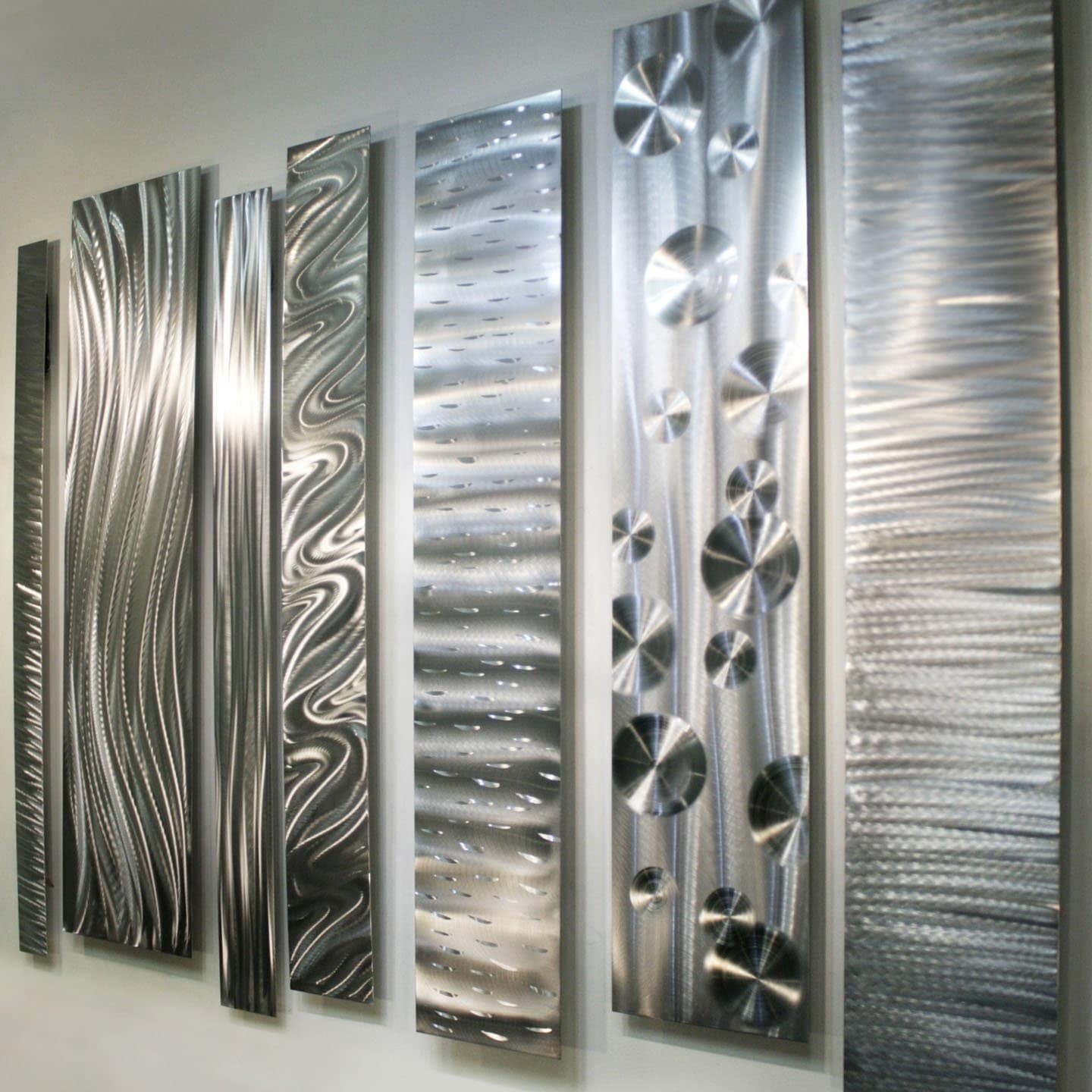 Statements2000 Abstract Silver Metal Wall Art by Jon Allen (Set of 